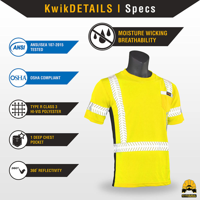 KwikSafety - Charlotte, NC - Renaissance Man Short Sleeve Safety Shirt [Reflective Fishbone Tape] Class 2 ANSI OSHA Medium Fishbone Tape | Yellow