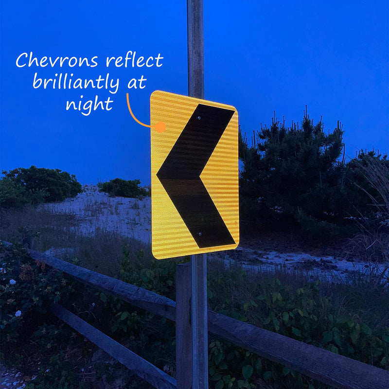 SmartSign 18 x 12 inch Chevron Left Arrow MUTCD-Compliant Metal Sign, 63 mil Aluminum, 3M Laminated High-Intensity Grade Reflective Material, Black and Yellow, Made in USA 12" x 18" Hi Intensity Grade Reflective Aluminum