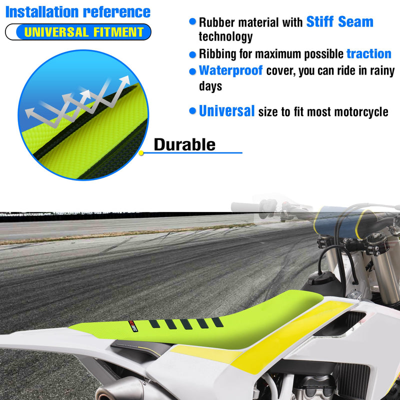 [Australia - AusPower] - Ribbed Seat Cover for SX DRZ XCF RMZ KXF YZF 125 250 300 450 Motorcycle Dirt Bike (Fluorescent-Yellow) Yellow 