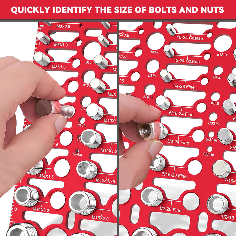 55 Thread Checker - Nut and Bolt Thread Checker Standard and Metric, Bolt Size Finder Bolt and Nut Identifier Gauge with 20 Standard & 16 Metric & 19 Drill Gauges, Bolt Thread Gauge Inch & Metric 55 Thread Checker - Lightweight & Portable