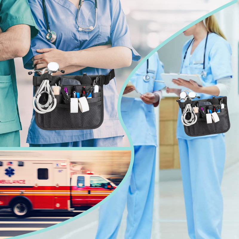 [Australia - AusPower] - Damero Nurse Fanny Pouch, Nurse Waist Pack with Tape Holder, Nurse Waist Organizer Belt for Stethoscopes, Bandage Scissors and Other Medical Supplies, Black 