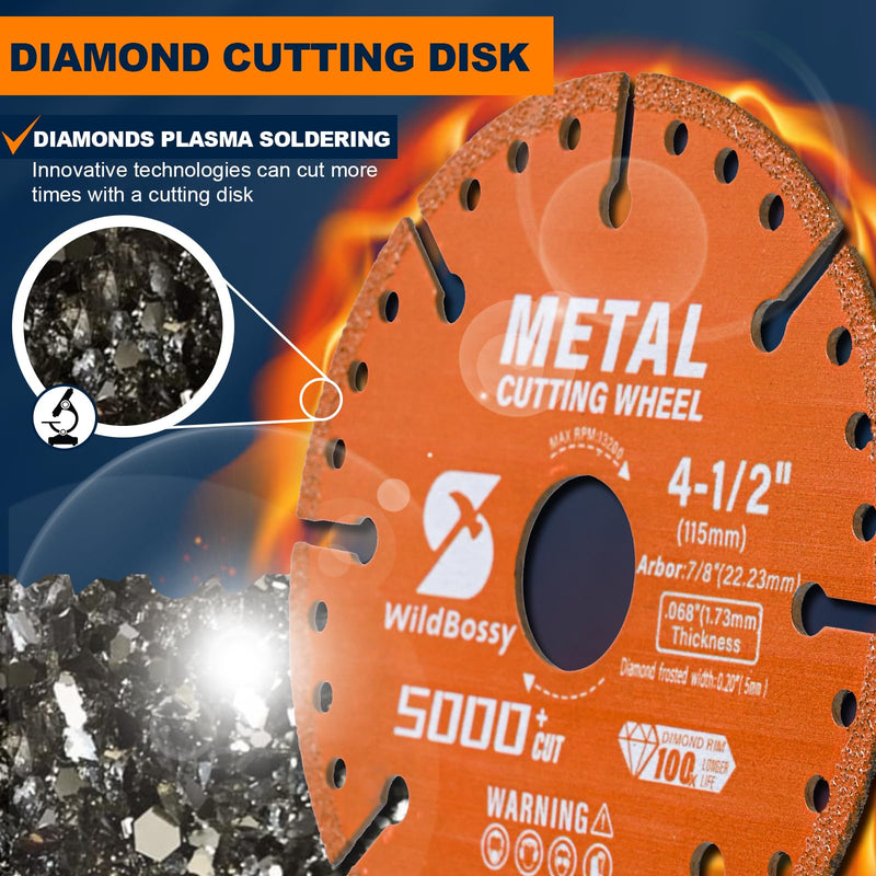 [Australia - AusPower] - Diamond Cutting Wheel 4-1/2 Inch with 7/8" Arbor Hole, Metal Cut Off Disc with 5000+ Cuts on Rebar, Steel, Iron and INOX 4-1/2inch 1.0 