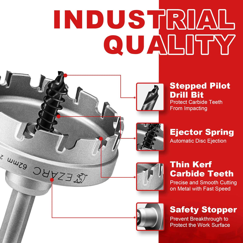 [Australia - AusPower] - EZARC Carbide Hole Saw Heavy Duty, Hole Cutter for Stainless Steel, Sheet Metal 2" 51mm 2" | 51mm Single Pack 