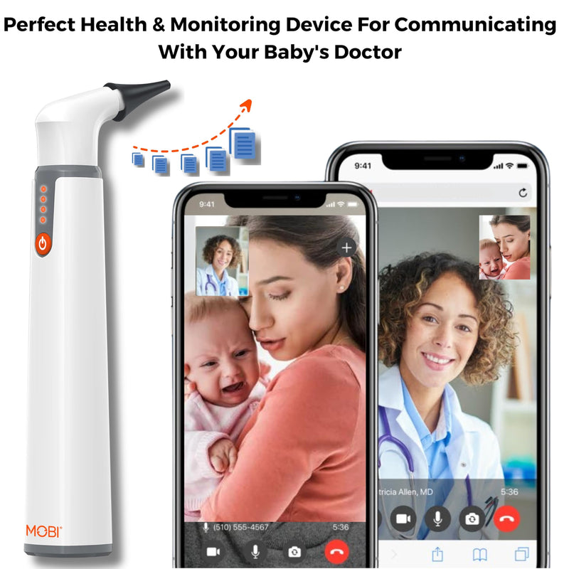 [Australia - AusPower] - MOBI Connect Smart Otoscope for Ears, Nose and Throat, Suitable for Children and Baby, Multi-Axis Gyroscope, Includes 6 Speculum Tips and 3 Ear-Picks, 1080P HD Camera and Rechargeable Battery 