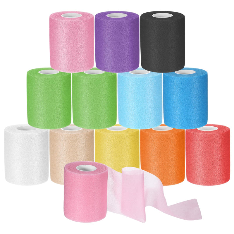 12Pcs Colord Prewrap Athletic Tape, 2.75 Inch X 11 Yards Pre wrap Athletic Tape for Injuries, Premium Quality Wrap Athletic Prewrap Tearable, Foam Knee Baseball Wrist Bands Sports Ankle Soccer Tape Multicolor