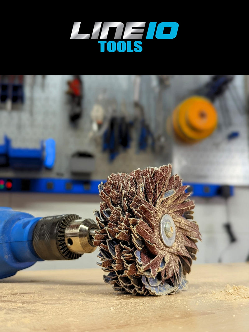 [Australia - AusPower] - LINE10 Tools 4-inch Sanding Mop Kit, Moulding Flap Sander Wheel for Drill Press 80, 120, 240 Grit, Pack of 3 80 | 120 | 240 Grit 3.0 