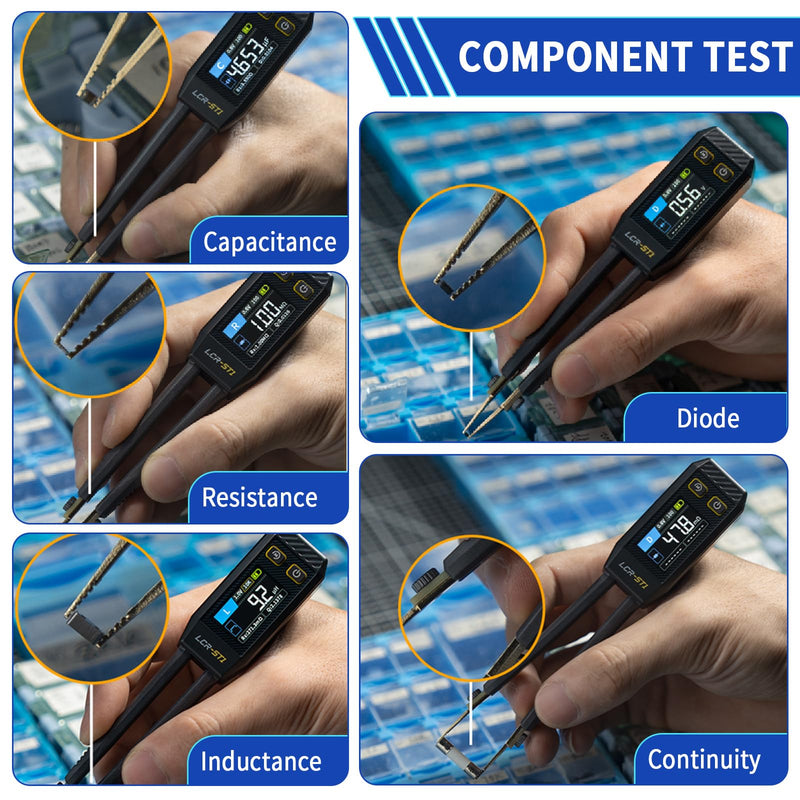 [Australia - AusPower] - LCR Meter Digital Multimeter 10KHz LCR Meter Tweezer with 0.5% Accuracy Mini Smart SMD Tester for ESR Resistor Capacitor Inductance Voltage Frequency Diode 
