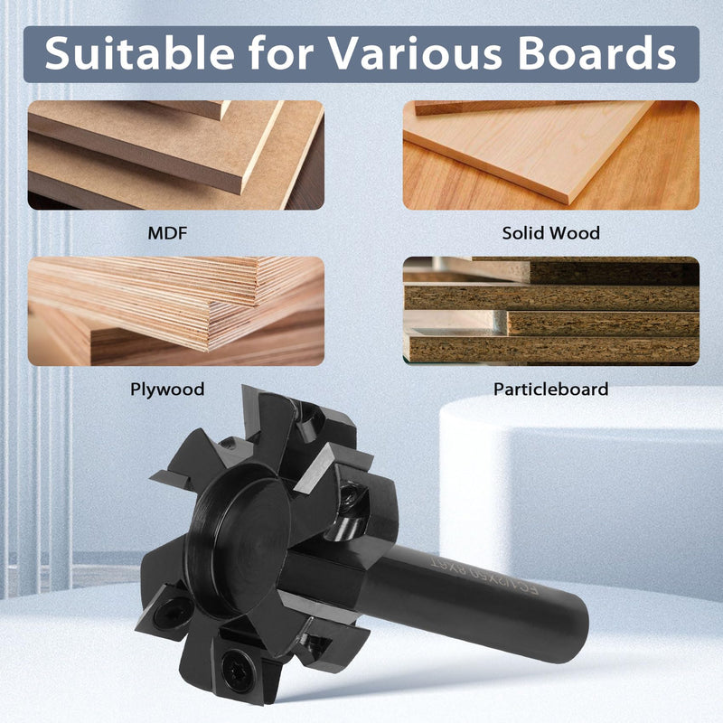[Australia - AusPower] - CNC Spoilboard Surfacing Router Bit, 1/2" Shank 2" Cutting Diameter, Slab Flattening Router Bit Planing Bit ,6-Wings Planing bit for Wood Slab Flattening,6 Additional Screws,Upgrade Carbide 6-Wings 1/2" Shank 2" Cutting Diameter 