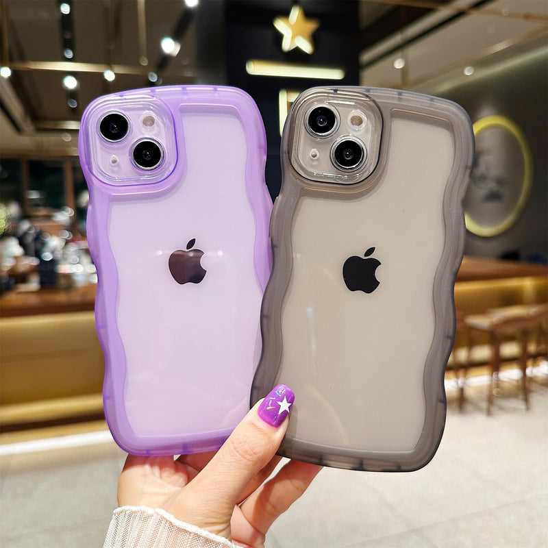 [Australia - AusPower] - Compatible with iPhone 13 Case 6.1" 2021, Cute Kawaii Curly Wave Frame Shape Soft Silicone Shockproof Protective Phone Cover for Women Girls, Clear/Pink 