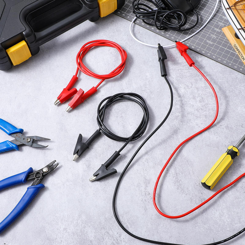 [Australia - AusPower] - 8 Pcs 14 Gauge Jumper Wires Alligator Clips to Alligator Clip Alligator Clips Electrical Test Wires Set Silicone Test Flexible Cable for Electrical Testing (3.3 Ft) 
