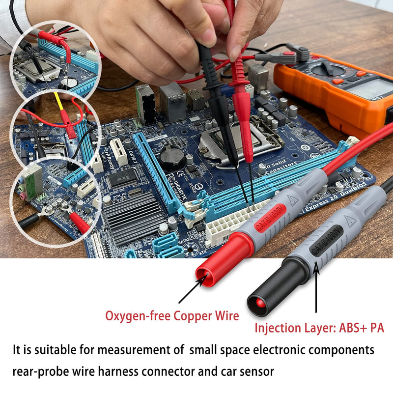 [Australia - AusPower] - 24 Pcs Multimeter Test Leads Set with Alligator Clips, insulation piercing test clip and Test Probes 1000V 10A CAT III for Fluke, KAIWEETS, INNOVA Multimeter, Voltmeter, Clamp Meter 24 