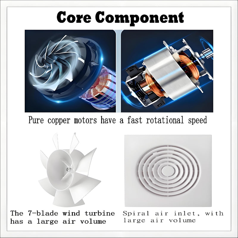 6 Inch Exhaust Fan Bathroom Exhaust Fan Damper ABS Waterproof Ventilation Fan for Kitchen Garage Bedroom Home Office Ceiling window & Wall Mount White