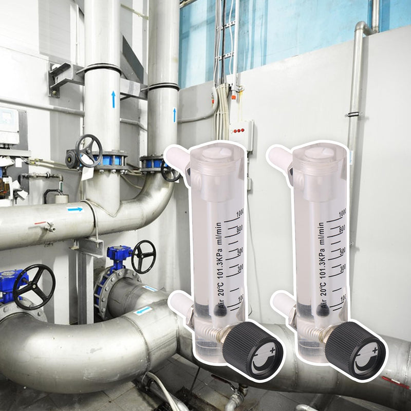CNBTR 2 Pieces LZM-6 Flow Meter 100-1000ml/min for Oxygen Gas Air Flow Control Detect, Transparent & black & white
