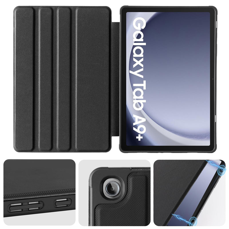[Australia - AusPower] - CoBak Case for Samsung Galaxy Tab A9 Plus 10.9-inch 2023, Multi-Viewing Angles, All New PU Leather Smart Cover with Auto Sleep Wake Feature for Samsung Galaxy Tab A9 + Tablet Black 