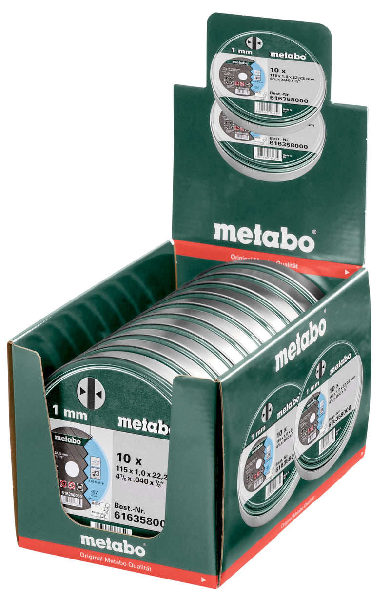 [Australia - AusPower] - 6.16358.00 Metabo Stainless Steel Blades 115x 1.0 10 Pieces in a Tin 