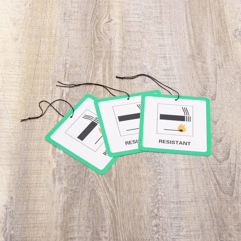 SING F LTD 50pcs 9cm X 9cm Fire Safety Labels for Furniture and Chairs with String Furniture Flame Retardant Labels for Flammable Furniture Household Labels