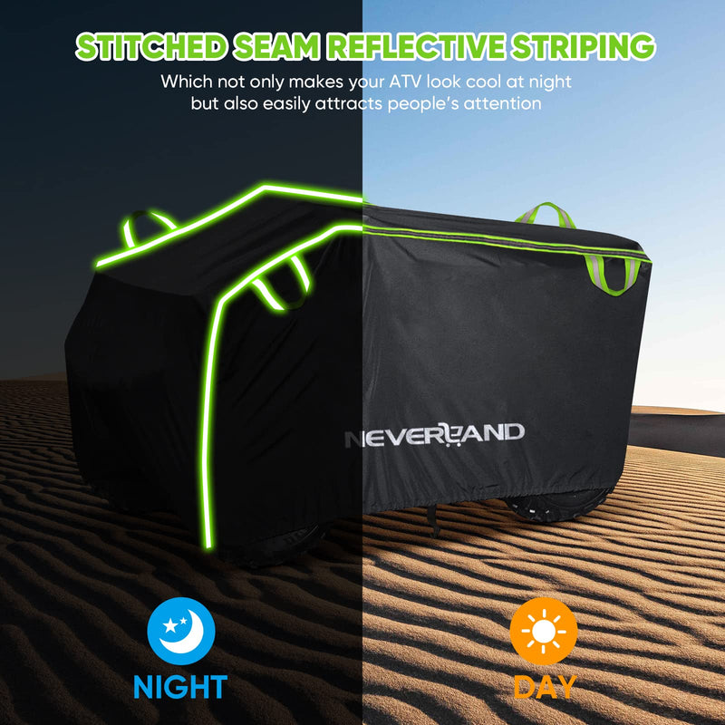 [Australia - AusPower] - NEVERLAND ATV Cover, Waterproof Heavy Duty 4 Wheeler Cover with Buckle, Dustproof Anti UV Windproof All Weather Outdoor Storage Quad Cover for Polaris Sportsman Yamaha Honda Coleman XL Green & Black XL-82.7''L x 47.2''W x 45.2''H 
