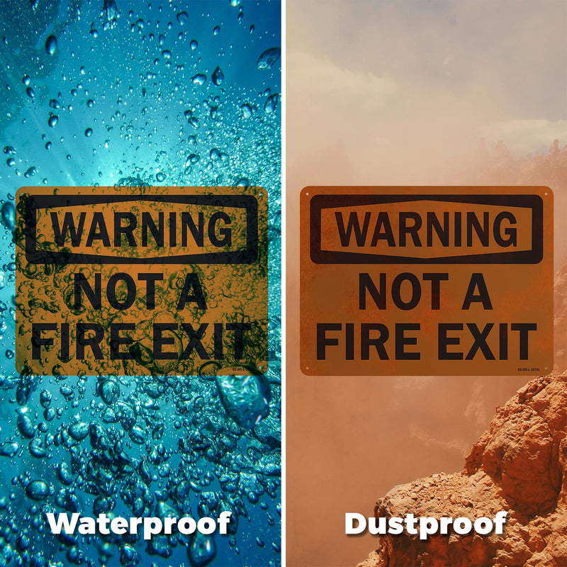 Not A Fire Exit OSHA Warning Rigid Plastic Sign 14 Inch x 10 Inch - 5 Pack 5 Pack of 14" x 10"