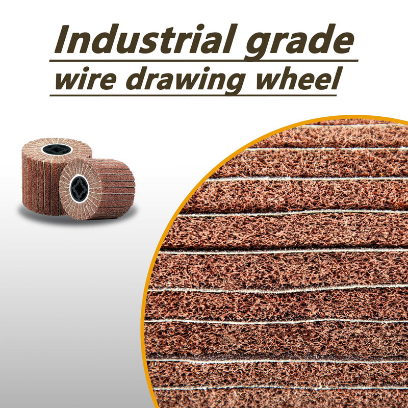 [Australia - AusPower] - SALI Non Woven Wire Abrasive Drawing Polishing Burnishing Wheel Flap Wire Brush Drum Surface Conditioning Tool for Metal Surface Polishing Grinding Removing Rust 120x100x19mm with Sandpaper 60 Grit 