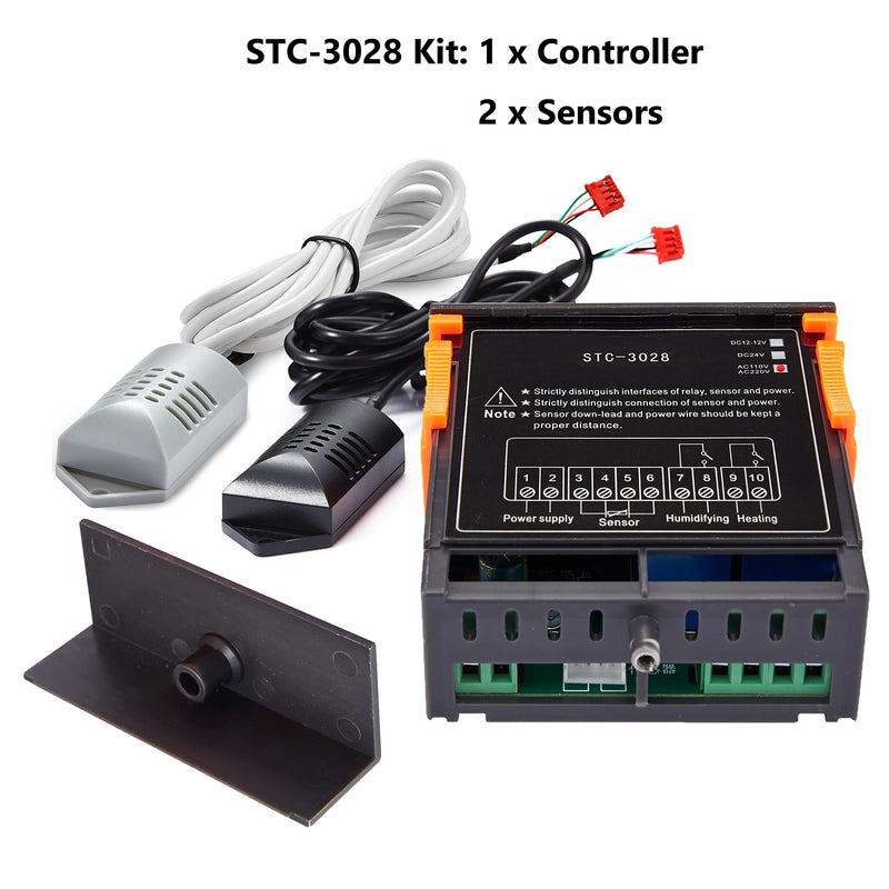 [Australia - AusPower] - VIGELA STC-3028 AC110~230V All-Purpose Temperature and Humidity Controller with Dual Displays and Dual Relay Outputs(Shipping with 2 Sensors) 