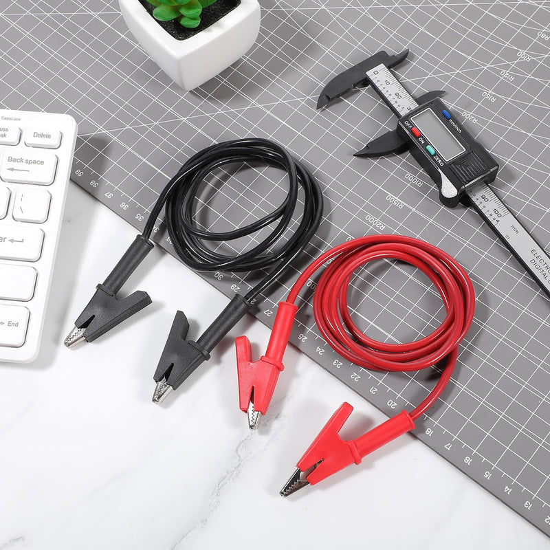 [Australia - AusPower] - Pack of 4 14 Gauge Alligator Clips with Cable Silicone Test Leads, Crocodile Clip with Wires for Multimeter, 15a Dual Ended Crocodile Wire Cable with Insulators Clips for Electrical Tests (1 M) 