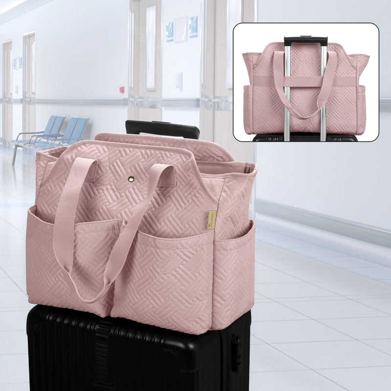 Fasrom Portable Medical Bag First Aid Bag with Laptop Compartment Pink | With padded 15.6 inch laptop compartment, 2 separate layers, 3 pen loops, 4 inner and outer pockets for students