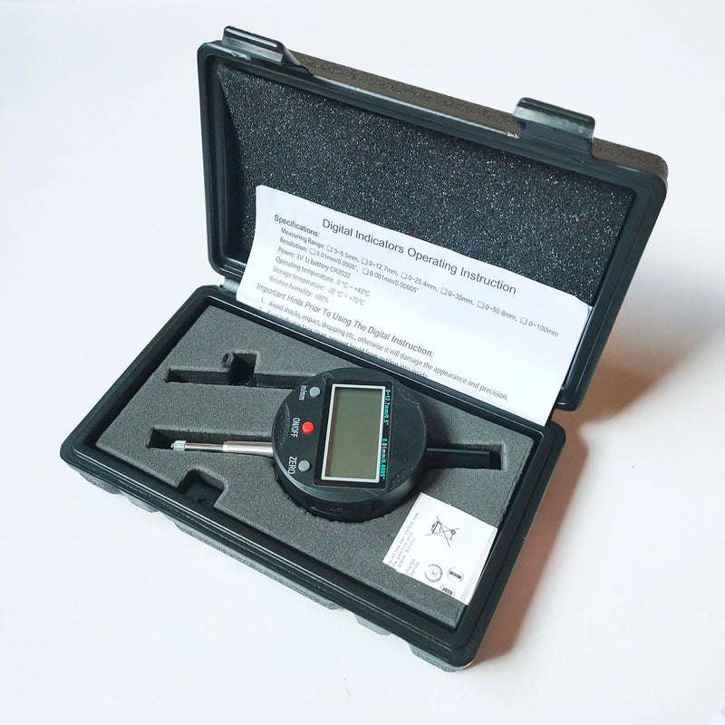 [Australia - AusPower] - Measurement Indicator, Digital Dial Gauge 0-12.7 mm (0-0.5 in) for 3D Printers, CNC Machines, Workshops, CNC Machines, Table Saws and More(Percent 12mm) 0-0.5 Inch/12.7 mm 