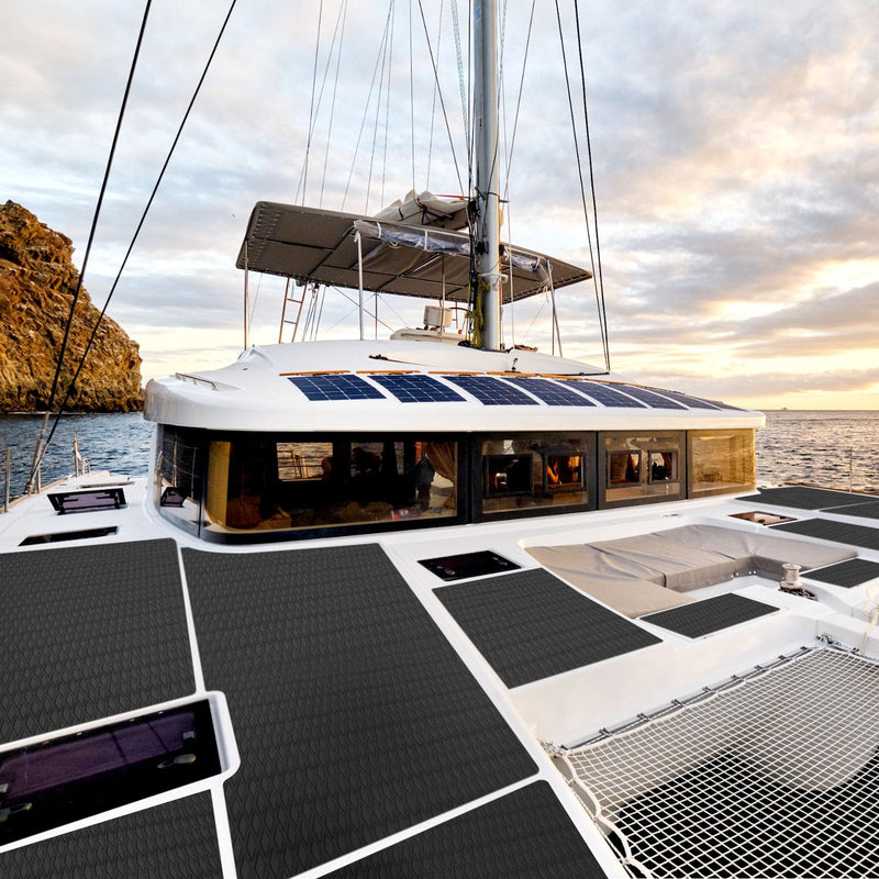 Timgle Marine Flooring for Boats EVA Foam Boat Flooring Decking Non Slip Self Adhesive Marine Boat Carpet Diamond Surfboard Traction Pad Boat Mats Black 47.2"L x 11.8"W x 0.2"Th