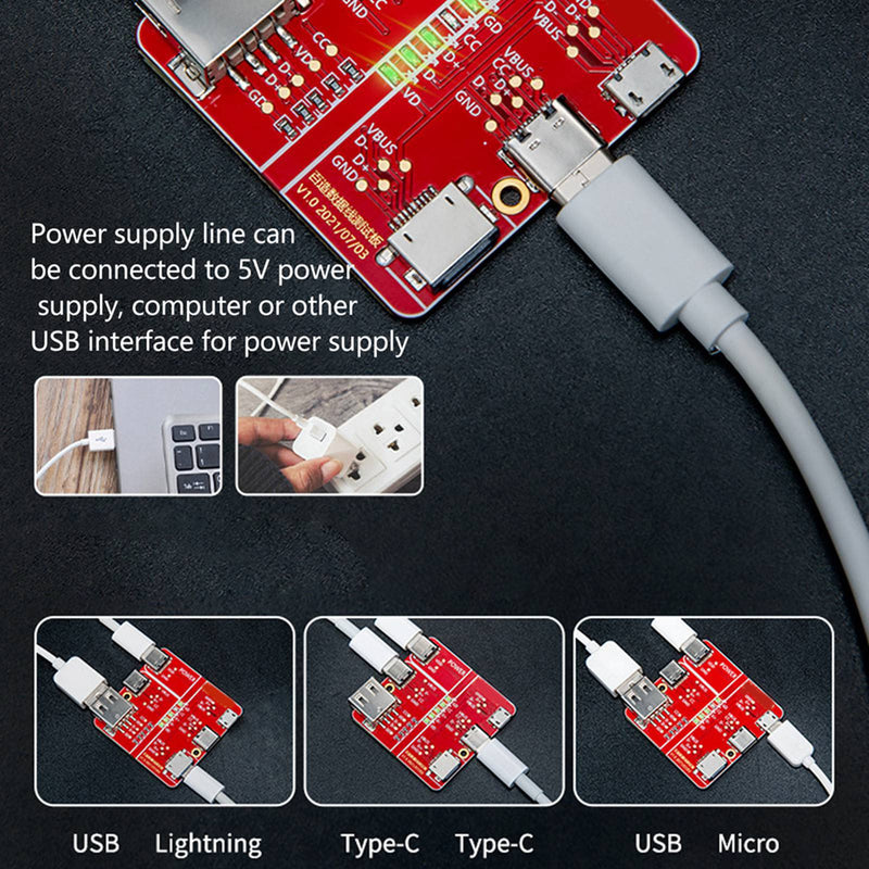 [Australia - AusPower] - USB Cable Triad Tester, Charging Test Card 3 in 1 Data Wire Test Fixture Accurate Type C Micro for Testing Research 