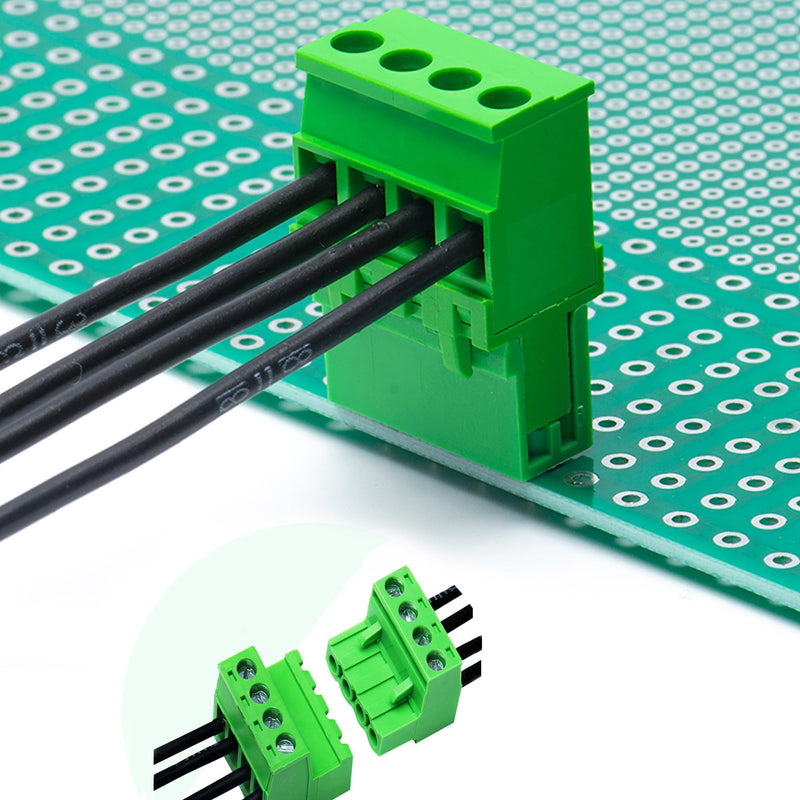 5 Pairs 5.08 mm Screw Terminals 4-Pin Male and Female Terminals, Connector Terminals 4P-5 Set