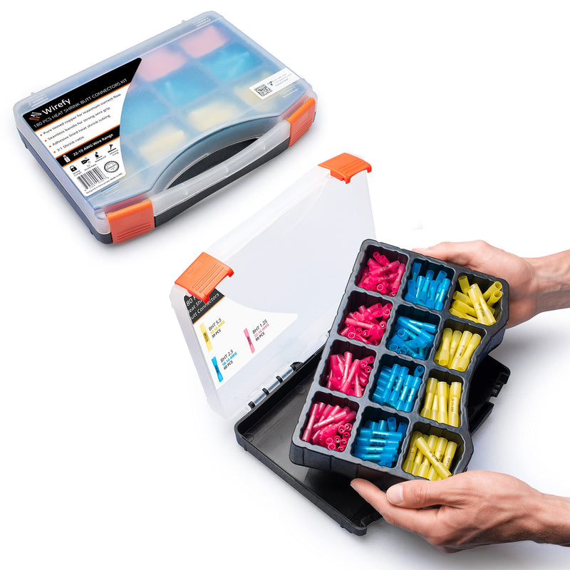 [Australia - AusPower] - Wirefy 180 PCS Heat Shrink Butt Connectors Kit - Marine Grade Wire Butt Splice Connectors - Electrical, Waterproof - 22-10 AWG | Heat Shrink Wire Connectors Kit | Wire Connectors Heat Shrink Butt Connector Kit - 22-10 AWG 