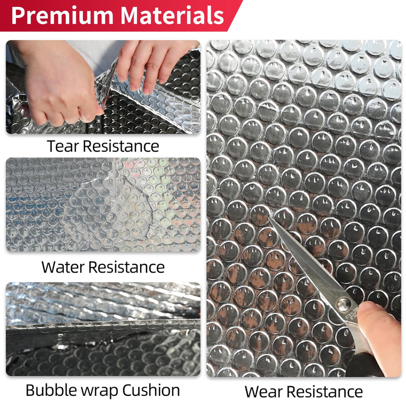 Reflective Insulation Aluminum Foil Sheets 47.2 in X 10ft，3mm, Bubble Wrap for Packing Attic Door Insulation Cover, Window Tint for Home Heat Blocking, Window Film, Garage Door Screen 47.2in X 10ft X 3mm
