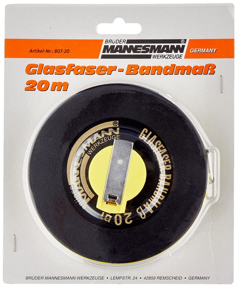 Mannesmann Tape Measure 20 m Fibreglass M 807-20 Silver, Black, Yellow