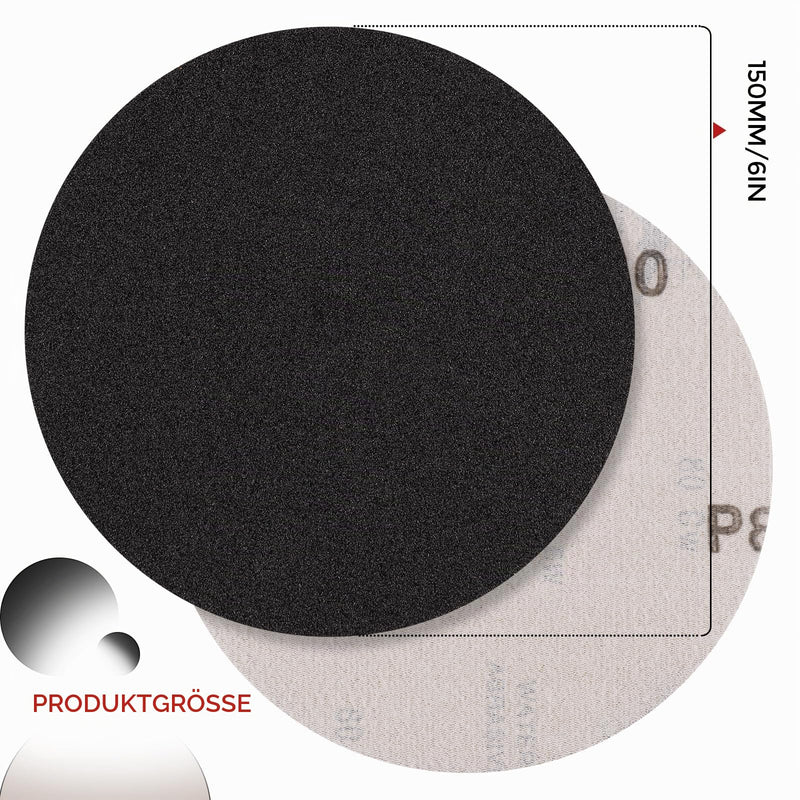 Stebruam Pack of 20 Sandpaper 150 mm Velcro Dry Wet Grit 8000 | sanding discs for car metal 20 pieces 8000 grit
