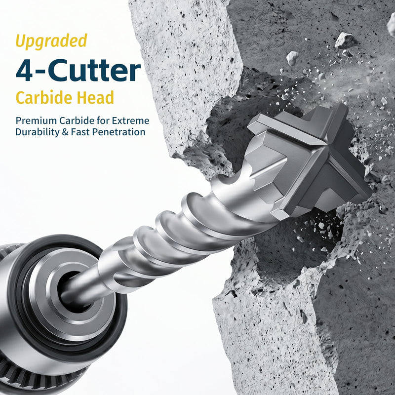 1-1/4" x 13" (340mm) SDS Max Concrete Drill Bit, 4-Cutter Cross-Head Heavy-Duty Masonry Bit with Extended Length Design for Deep Drilling, Upgraded Tempered for Stone & Brick 1-1/4" x 13" (340mm)