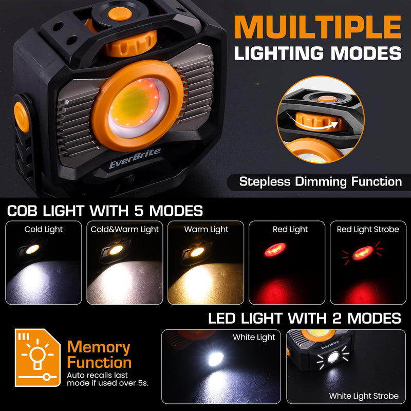 [Australia - AusPower] - WORKPRO 12 Inch Torpedo Level & EverBrite 2000LM Magnetic Work Light Rechargeable LED 