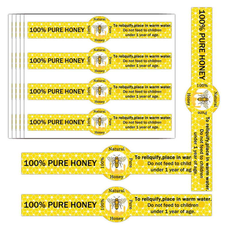 Tamper Proof Pure Honey Stickers 1×9 inch Tamper Evident Seals Labels Natural Honey Labels for Jars Bottle (250) 250