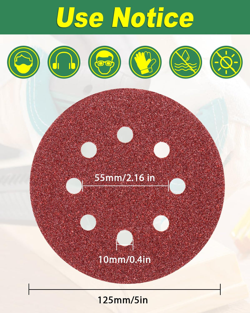 [Australia - AusPower] - Bolatus 30 Piece Sandpaper Set 125 mm Velcro, 8 Hole Sanding Discs Round for Random Orbital Sander (with Grit 40/60/80/120/240/320) Pack of 30 40/60/80/120/240/320 grit 