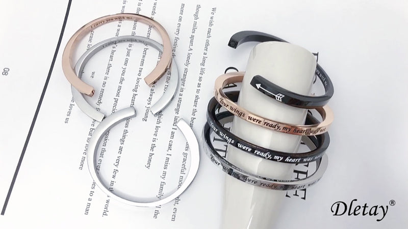 Dletay Urn Bracelet Cremation Bracelet for Ashes Memorial Ashes Bracelet Openable Cuff Bangle Bracelet Your wings-Silver