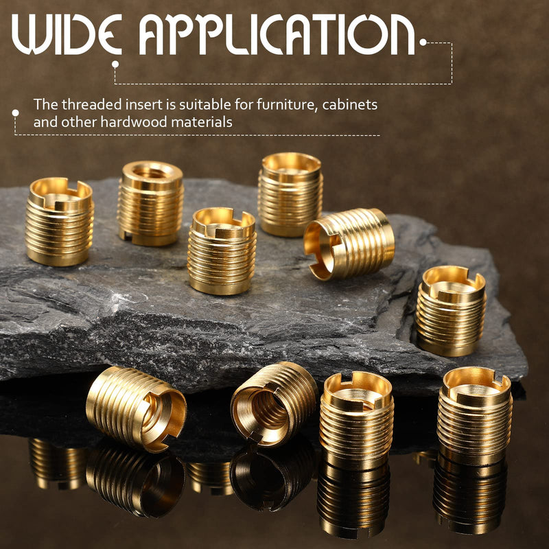 [Australia - AusPower] - 10 Pieces Brass Threaded Inserts 3/8-16 Internal Threads Dual Threaded Inserts for Wood 0.625 Inch Long, Knife Threads for Wooden Tap Handle Beer Tap Handle Insert Homebrew Hardware 