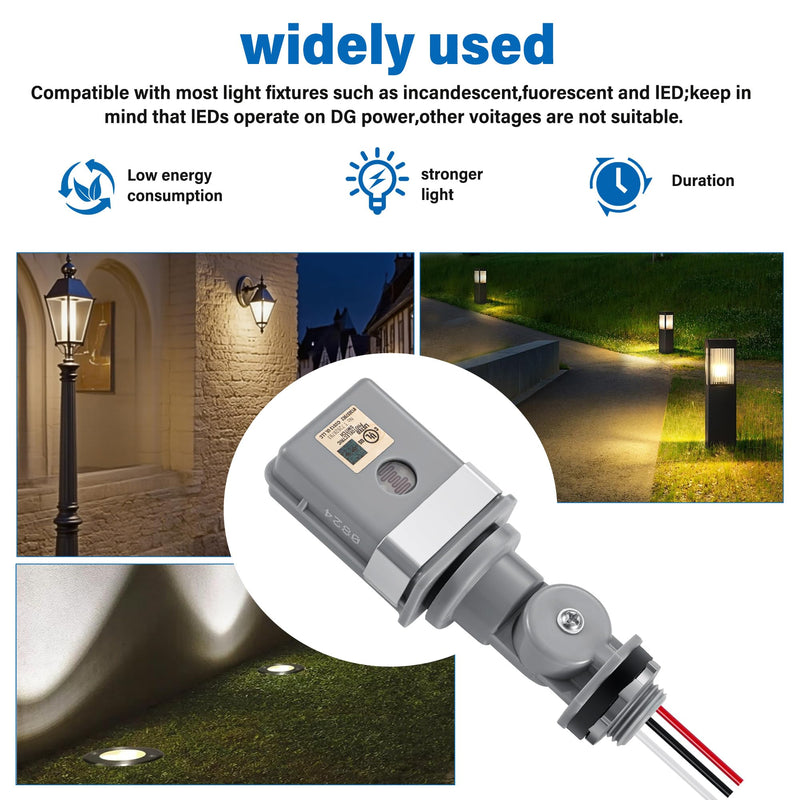 [Australia - AusPower] - 2 Pack Photocell Sensor for Outdoor Light, 120VAC 50/60 Hz IP54 Waterproof Photoelectric Switch, Automatic Dusk to Dawn Sensor for Yard, Garden, Driveway Lighting 