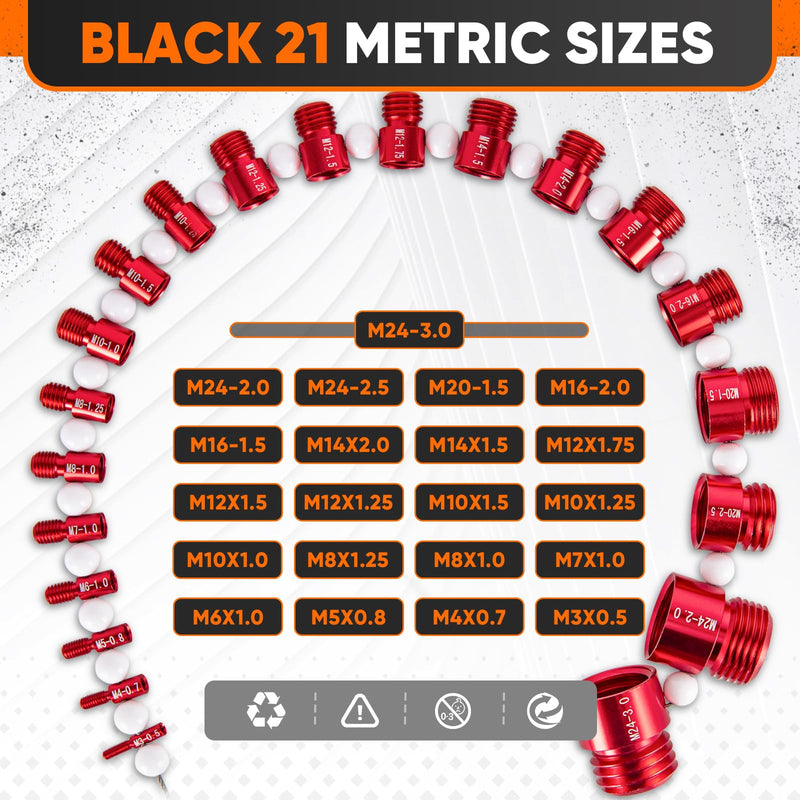 [Australia - AusPower] - ASDFGHT Nut and Bolt Thread Checker - SAE and Metric Size Identifier - (44 Gauges) Aluminum Nut Bolt Measurement Tool Red & Blue 44 specifications 