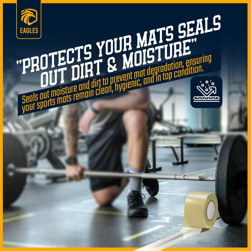Clear Mat Tape for Wrestling Grappling Gymnastics Jiu Jitsu MMA Floor | Exercise Roll Out Mats Foam Tiles | Home Mats & Gym Floor Tape (1, 4 Inch) 1
