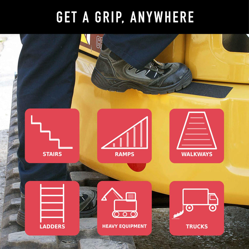 CatTongue Safety Grit Abrasive Grip Tape 4” - 60 Grit Anti-Slip Tape - Waterproof, Safety Traction for Stairs, Ramps & Walkways - Indoor/Outdoor Use - Independently Certified (Black, 30ft) 4" x 30'