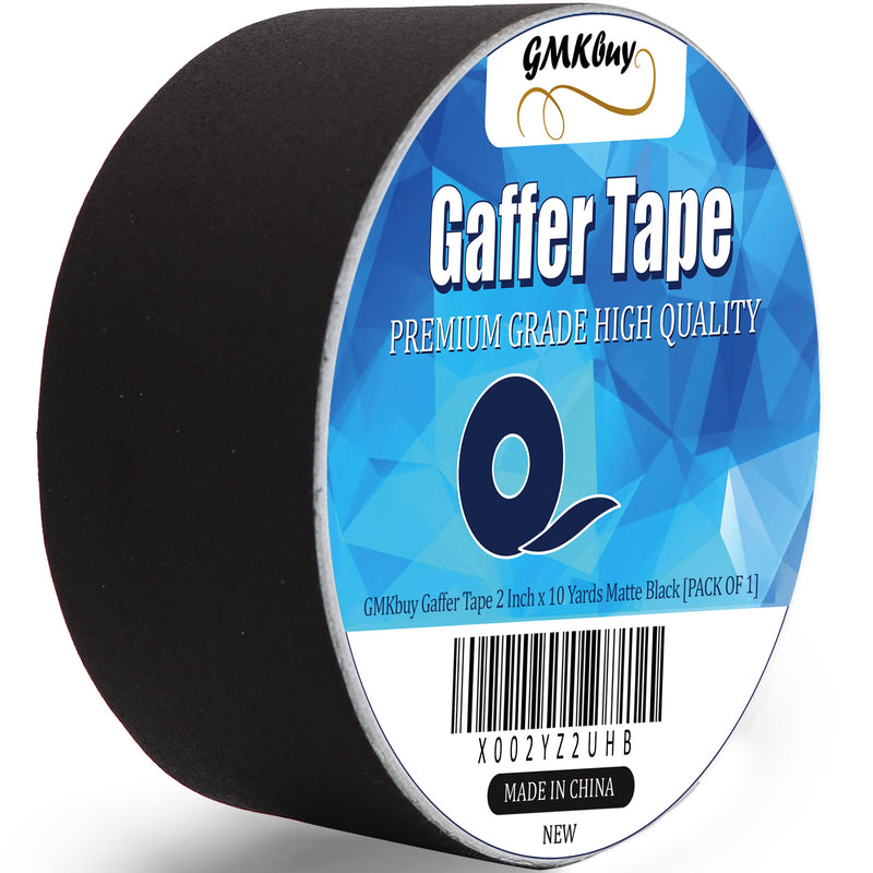 2 in x 10 Yd Black Gaffers Tape – Heavy Duty, Non-Reflective, Easy to Tear, Waterproof Matte Gaffer Stage Tape – Gaff Cloth Tape for Photography, Filming Backdrop & Production 2 Inch x 10 Yard - [1 Pack]