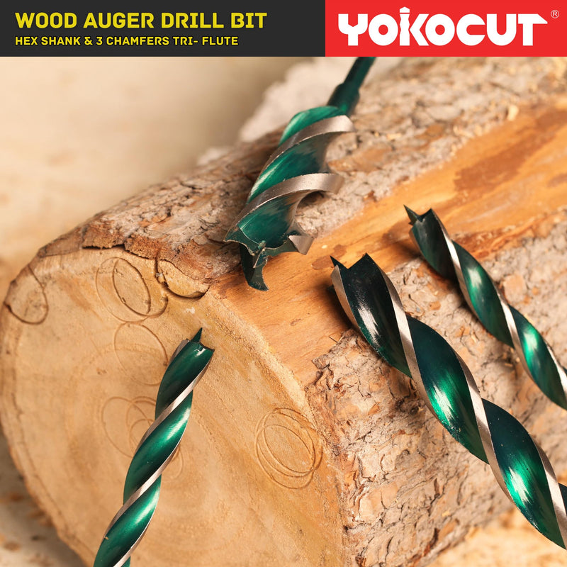 1-1/4" x 24" Auger Drill Bit for Wood, Hex Shank Tri-Flute Drill Bits, Ship Auger Long Drill Bit for Soft and Hard Wood, Plastic, Drywall, Tree Stump and Composite Materials 1-1/4 Inch Length: 24"