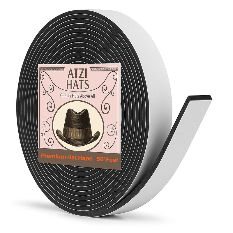 Hat Tape Roll 600" (50 Feet) Black - Hard Hats Size Reducer Foam Filler - Cap Sizing Strip Insert - for Fedora, Baseball Caps, Pana, Straw, Cowboy, Western