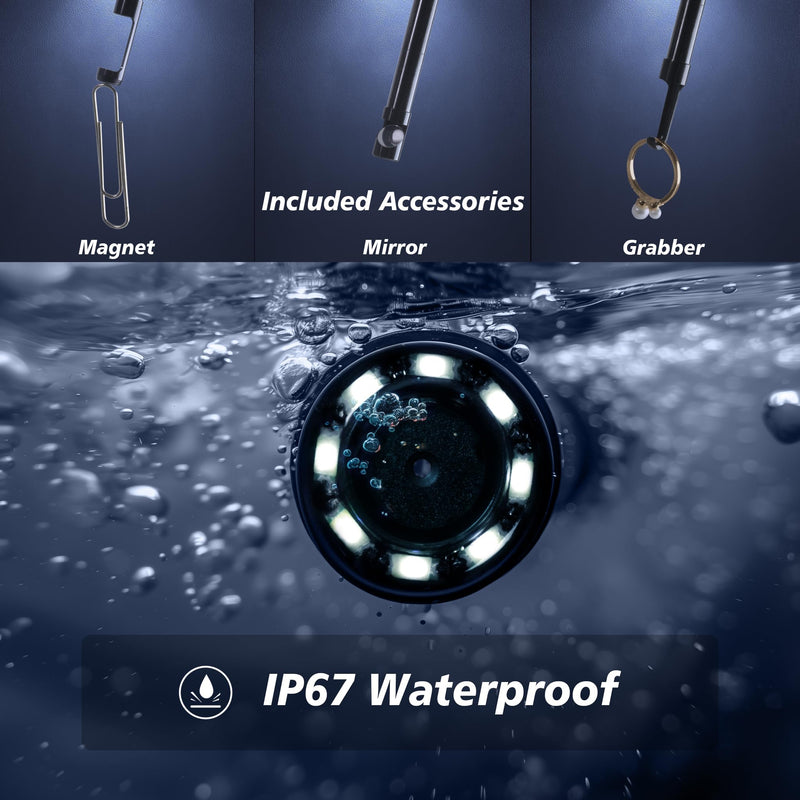 [Australia - AusPower] - Dual Lens Endoscope Camera with Light (1920 * 1440) Inspection Camera with 9 Adjustable LED Lights (16.5 ft) Semi Rigid Cable Borescope for iPhone, iPad, Samsung and Android Devices. 