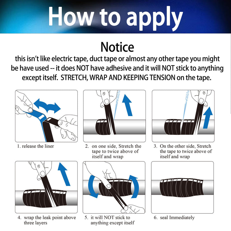 Self-Fusing Silicone Tape, 1’’x10’ Self-Welding Repair Tape for Pipe and Tube Leak, Electrical Cable, Outdoor Coax, Emergency Repair, Plumbing Sealing.