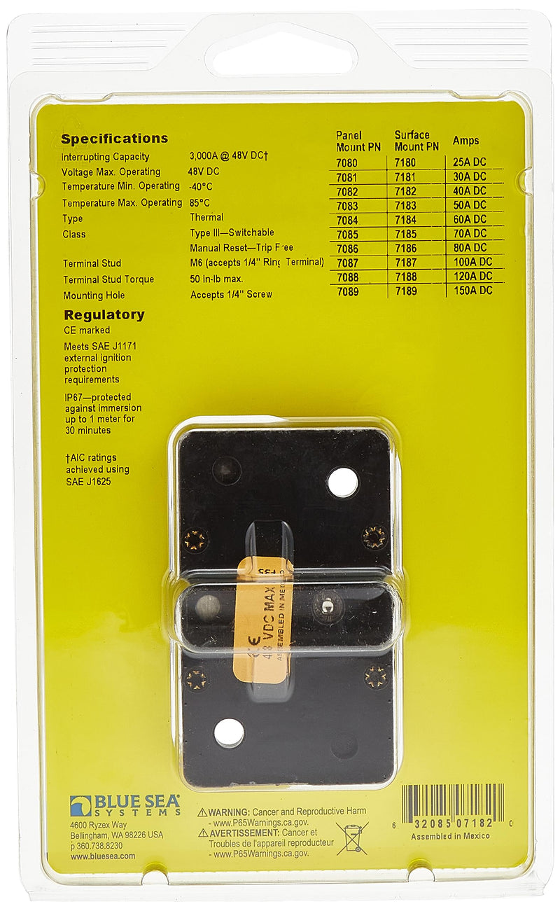 [Australia - AusPower] - Blue Sea Systems 7187 285-Series Circuit Breaker, Surface Mount, 100A 100a Dc 285 Series, Surface Mount 